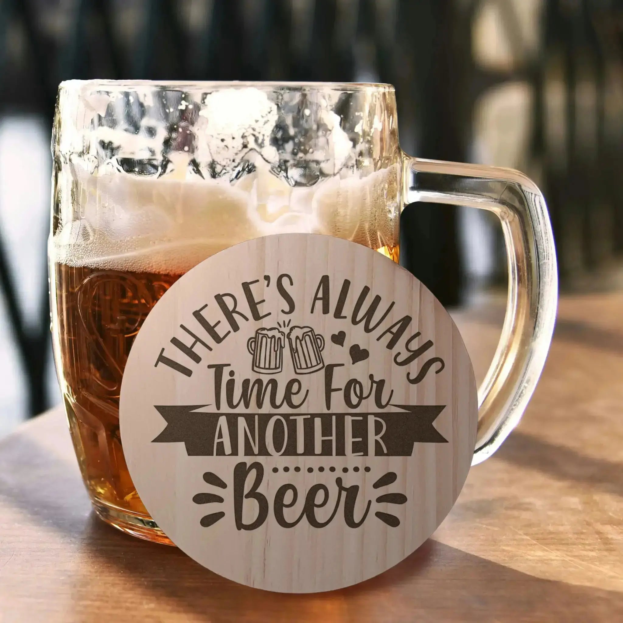 Beer Designs Round Wooden Coasters (Set of 4) - Burn Wow