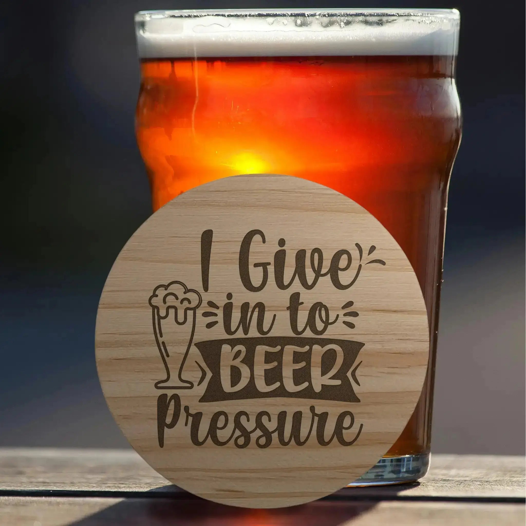 Beer Designs Round Wooden Coasters (Set of 4) - Burn Wow