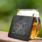 Beer Designs Slate Coasters (Set of 2) Burn Wow