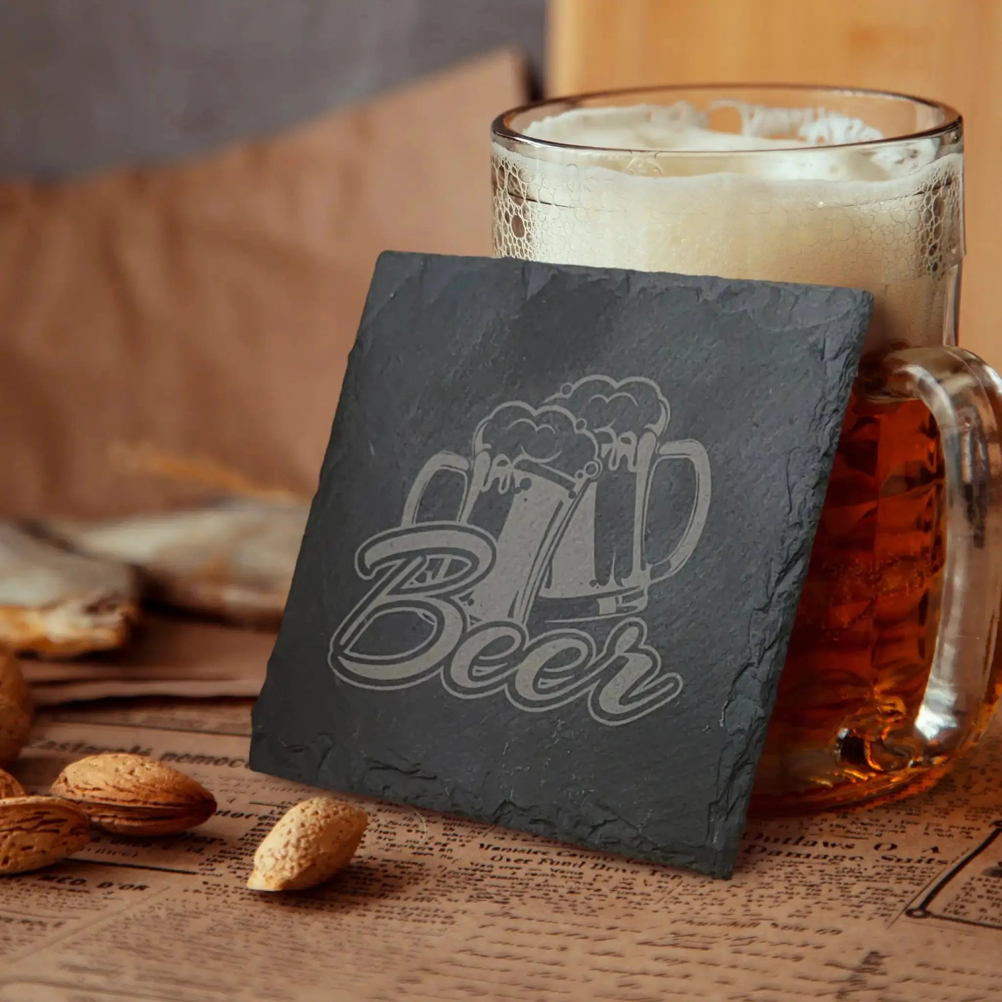 Beer Designs Slate Coasters (Set of 2) Burn Wow
