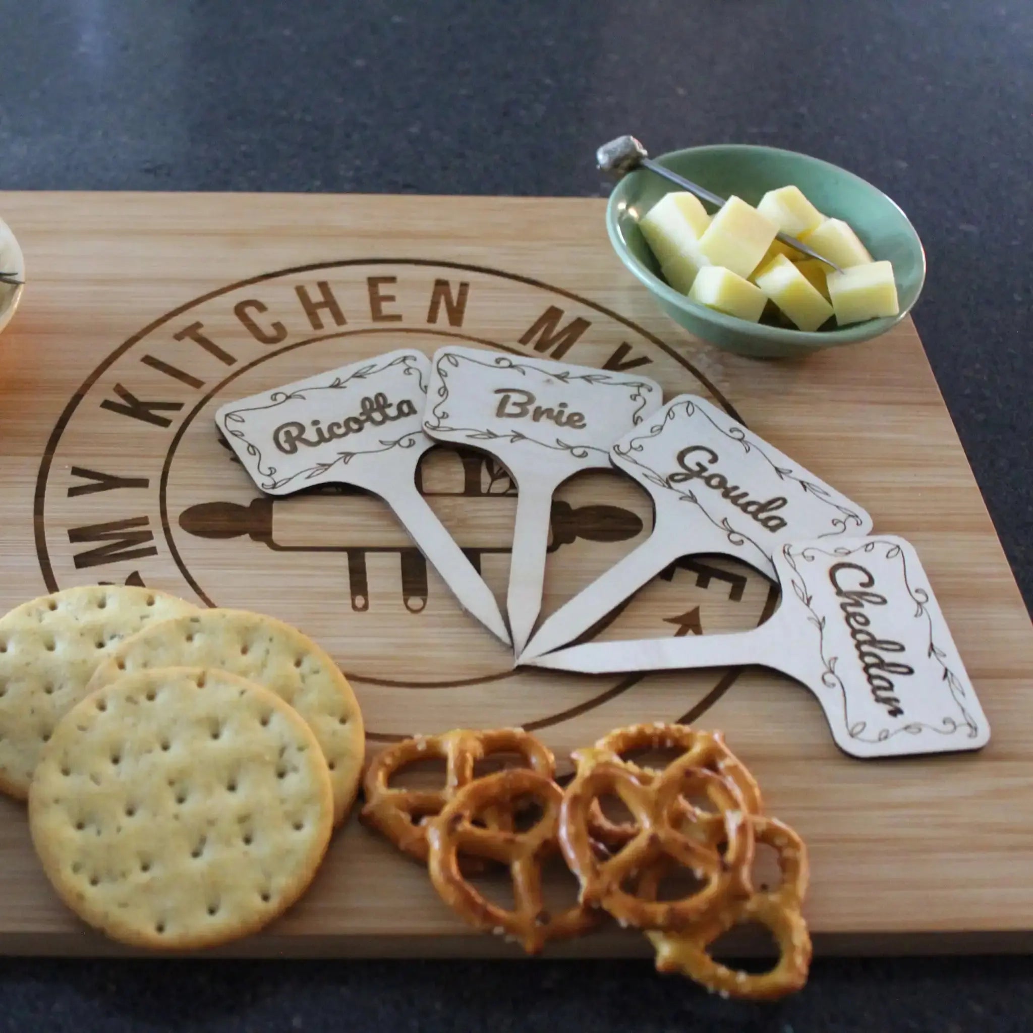 Custom Text Charcuterie Board Markers Burn Wow