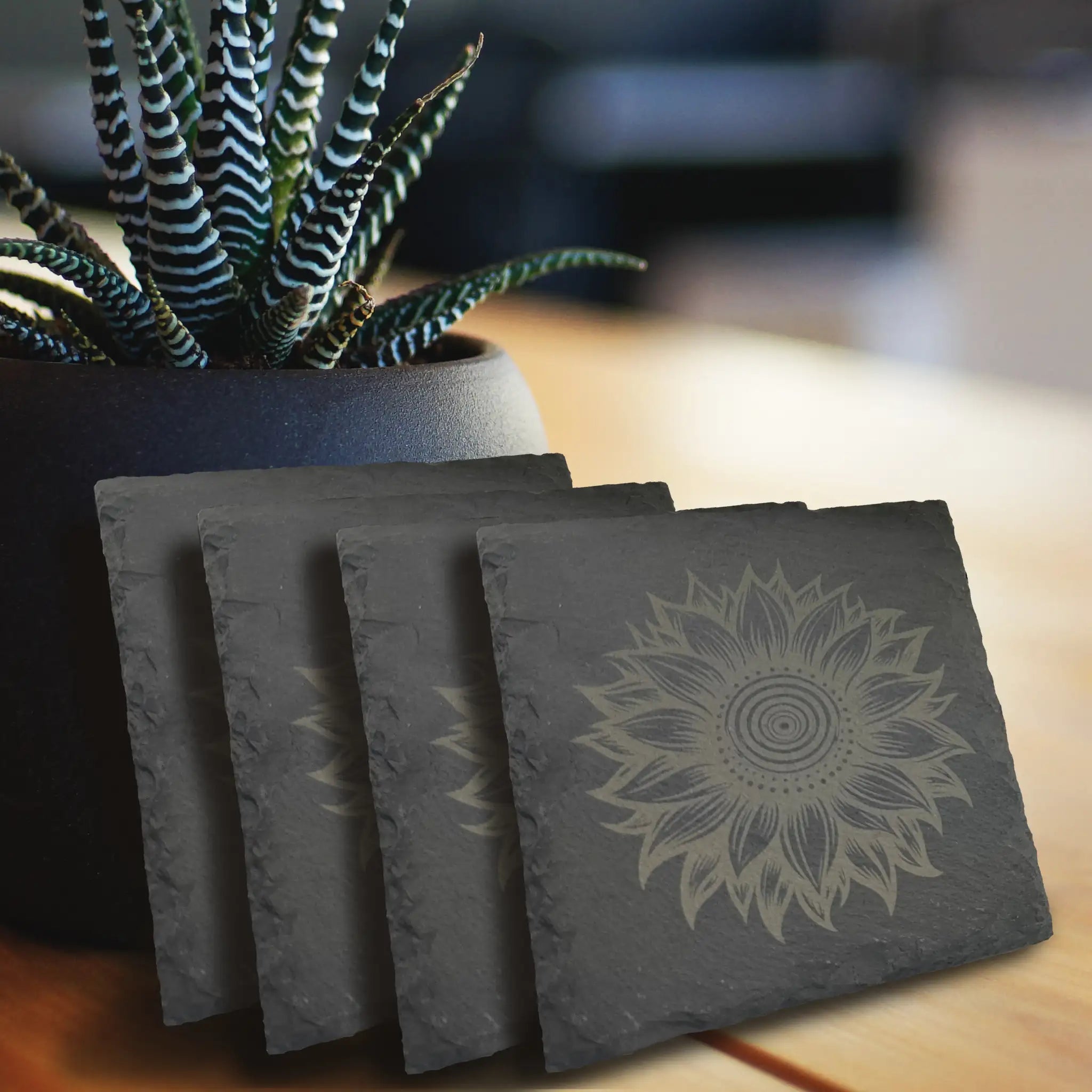 Floral Designs Slate Coasters (Set of 4) Burn Wow
