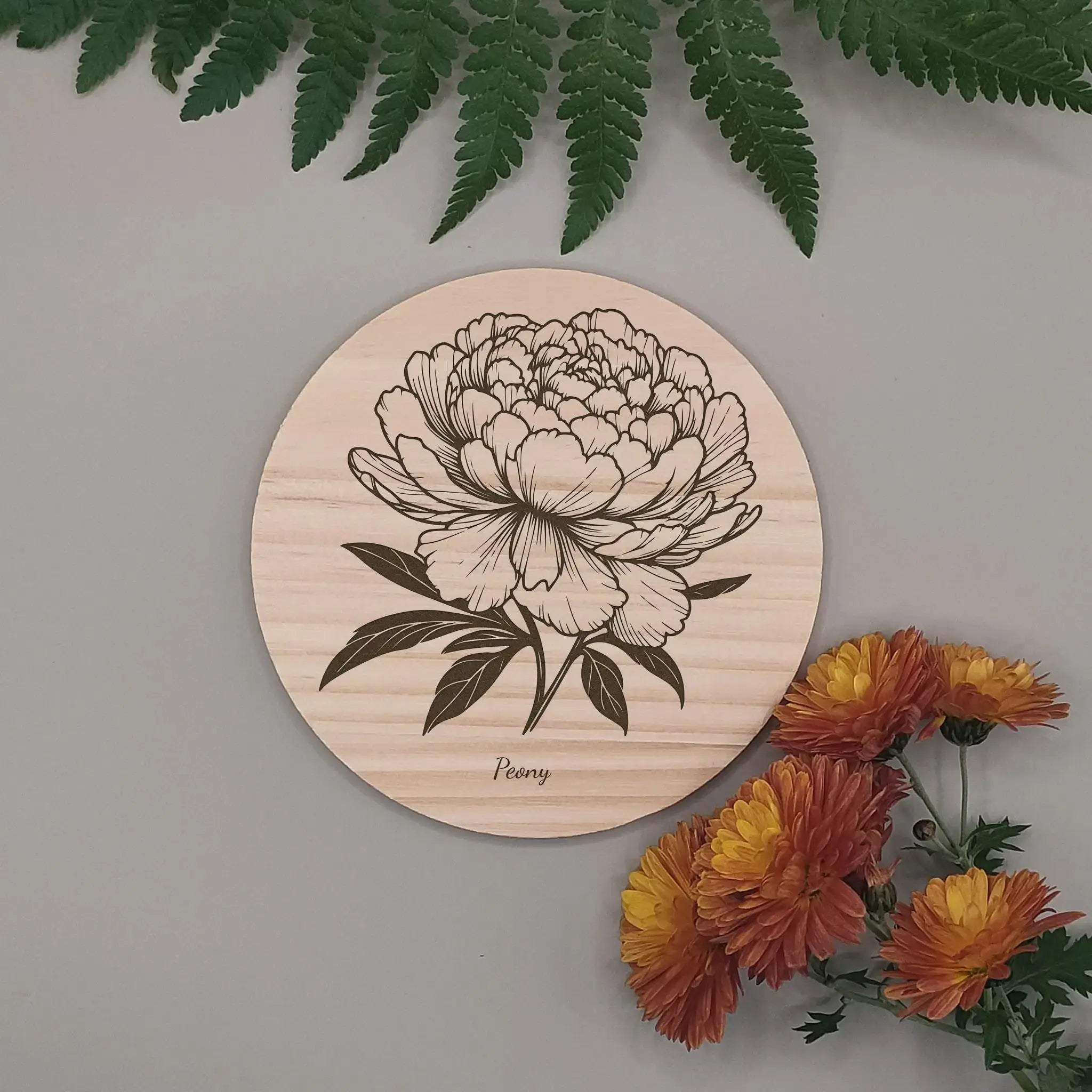 Floral Designs Round Wooden Coasters (Set of 4) Burn Wow