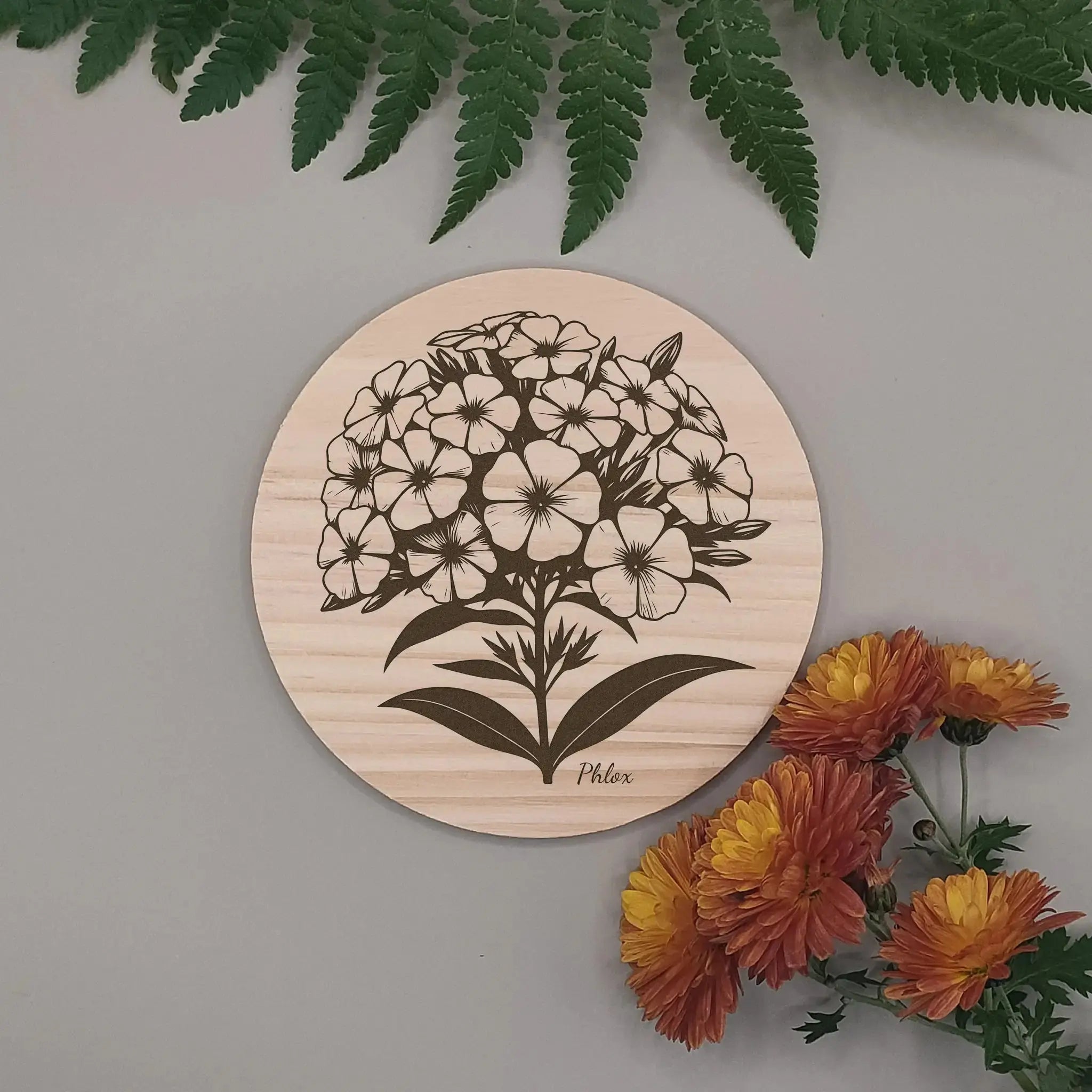 Floral Designs Round Wooden Coasters (Set of 4) Burn Wow