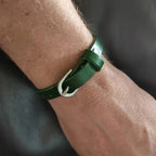 Green Leather Bracelet Burn Wow