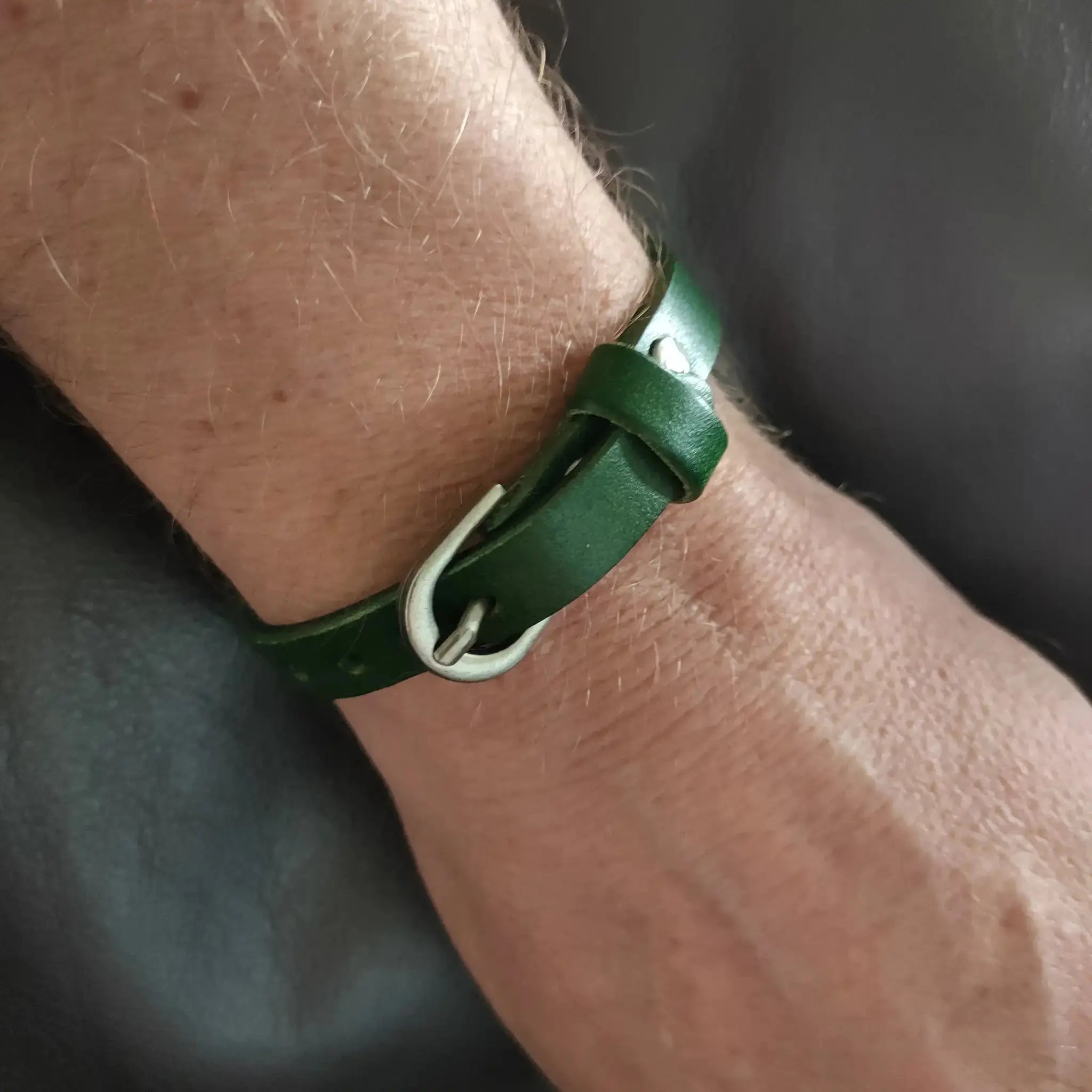 Green Leather Bracelet Burn Wow