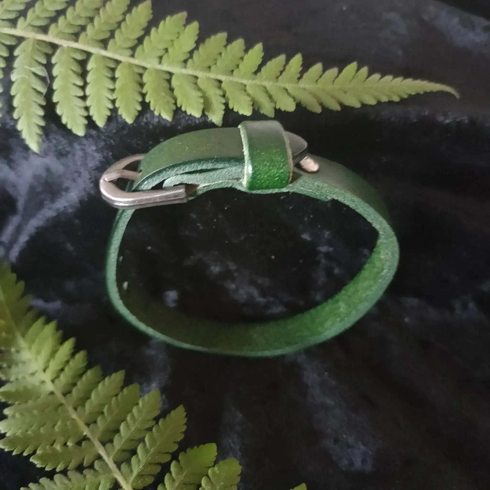 Green Leather Bracelet Burn Wow
