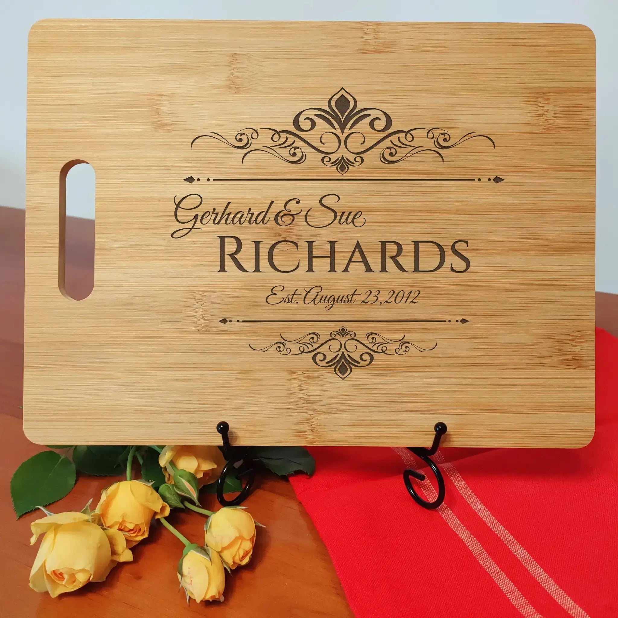 Family Name Design Cutting Board Burn Wow
