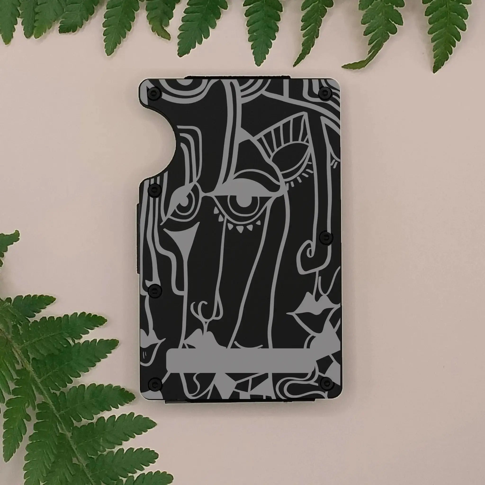Abstract Face Minimalist Wallet Burn Wow