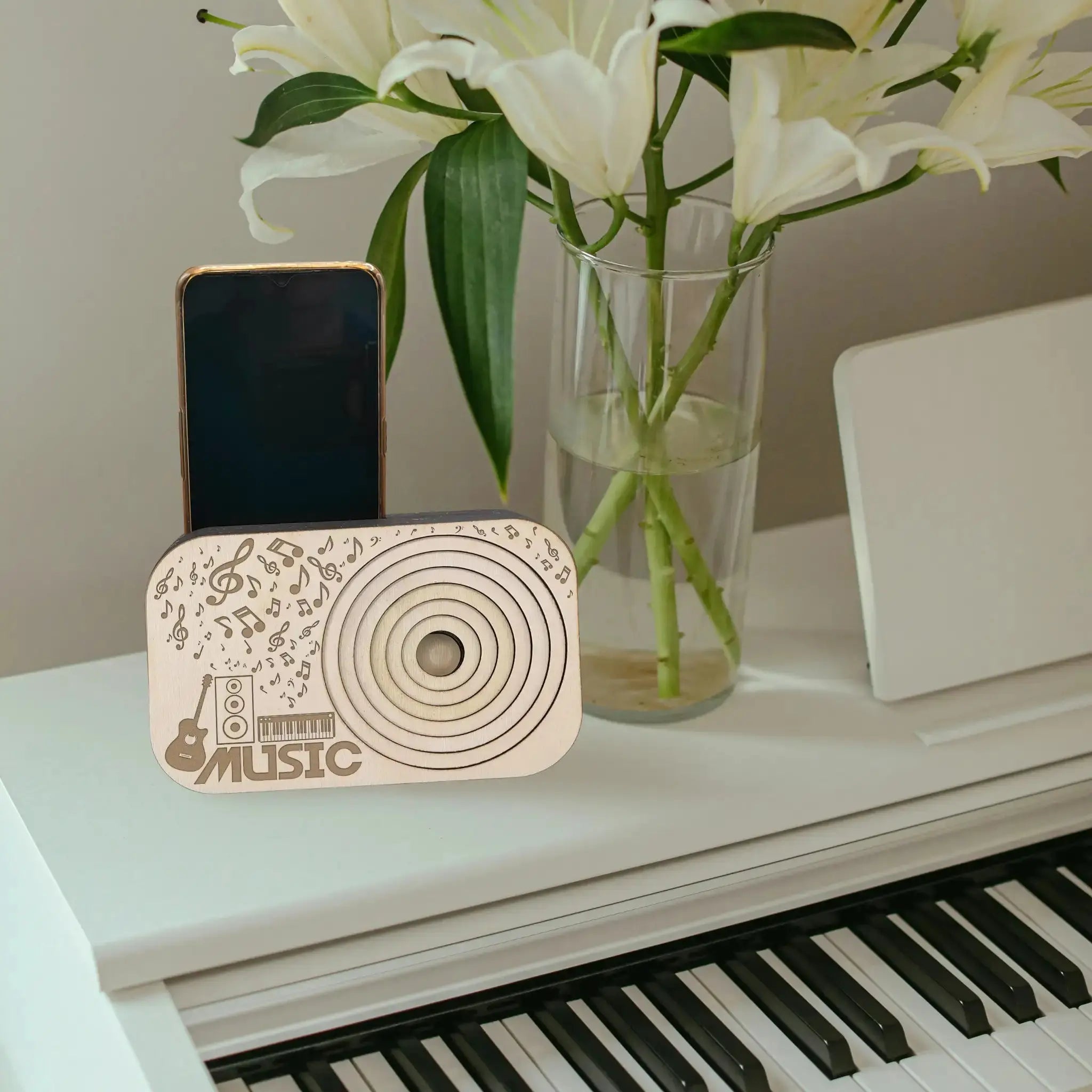Music Designs Wooden Phone Speaker Box Burn Wow