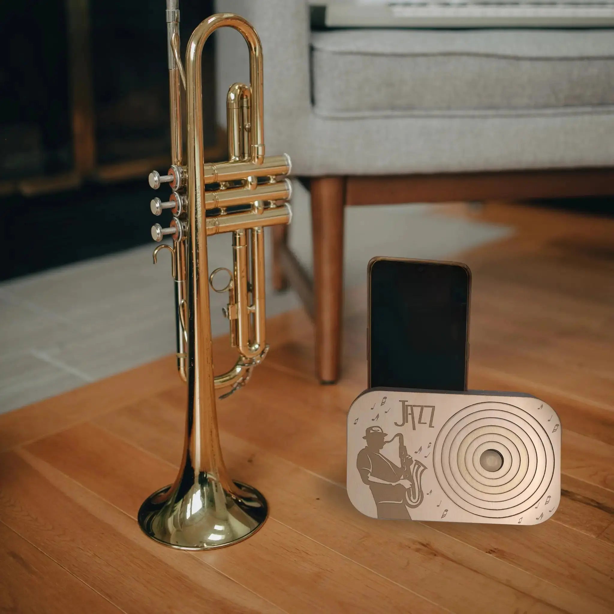 Music Designs Wooden Phone Speaker Box Burn Wow