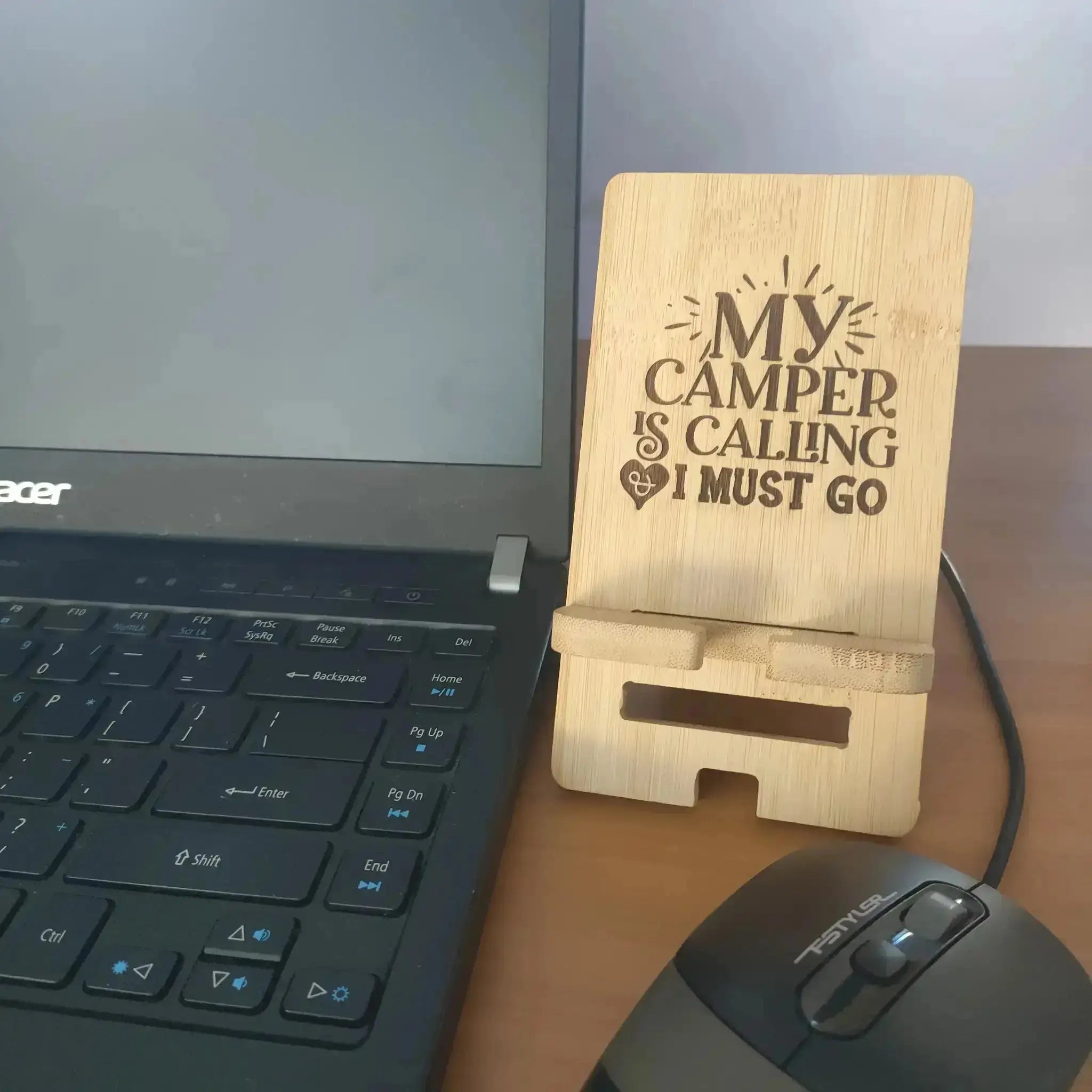 Bamboo Phone Stand for Dad Burn Wow