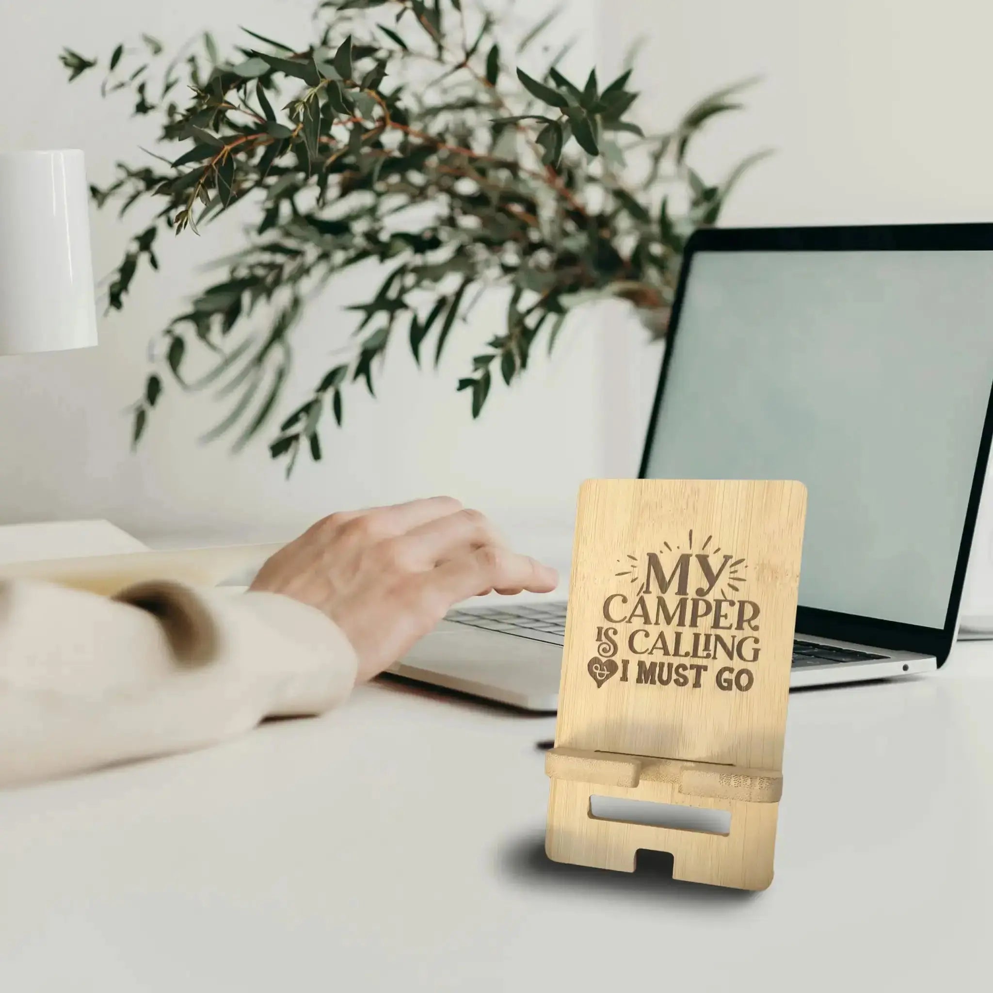 Bamboo Phone Stand for Dad Burn Wow