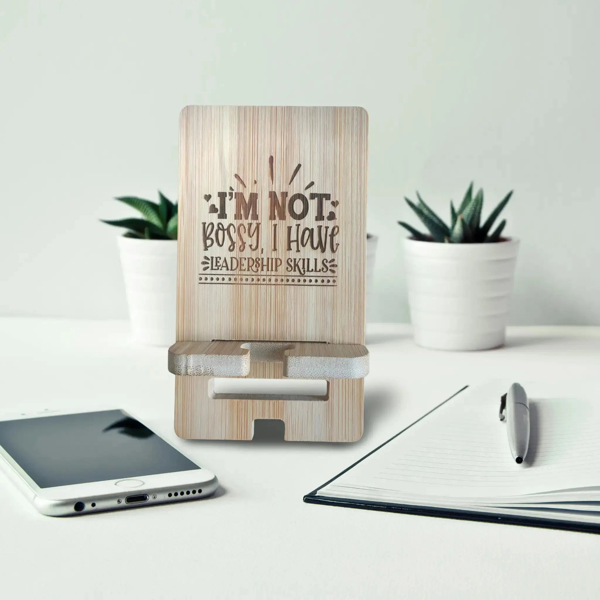 Bamboo Phone Stand for Teen Girls Burn Wow