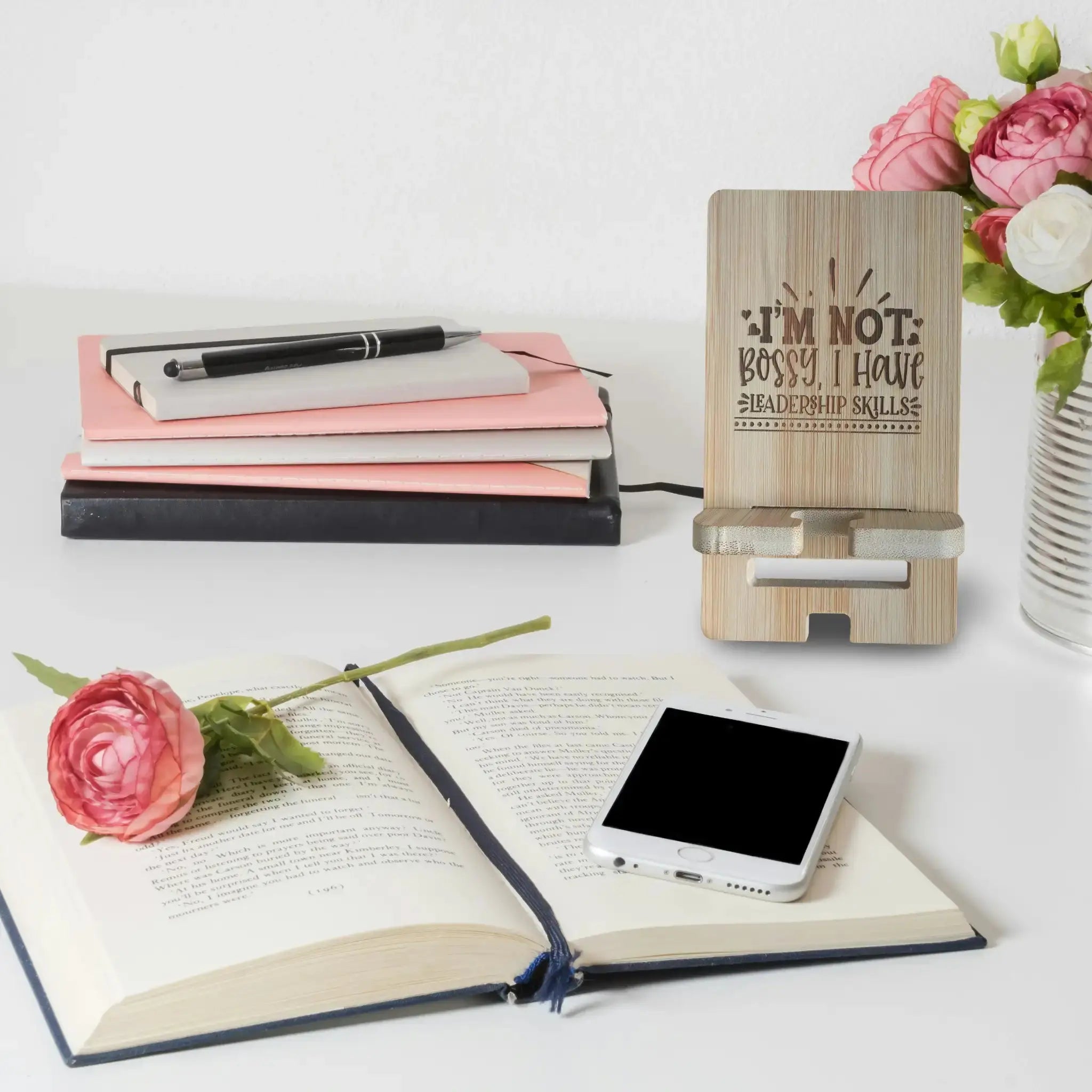 Bamboo Phone Stand for Teen Girls Burn Wow