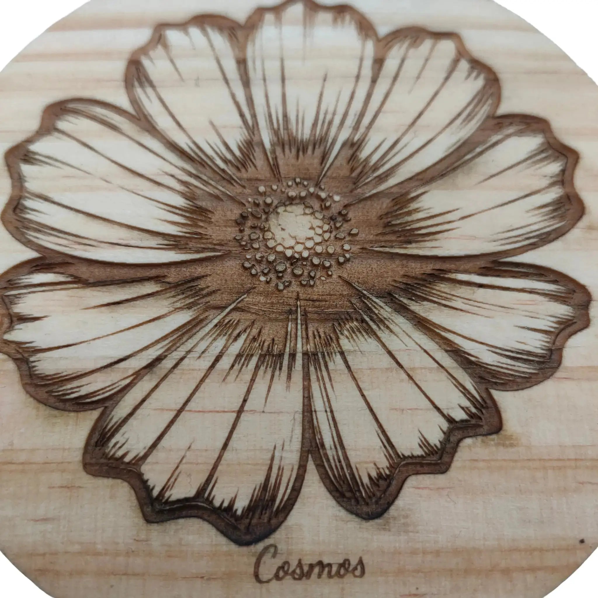 Floral Designs Round Wooden Coasters (Set of 4) Burn Wow