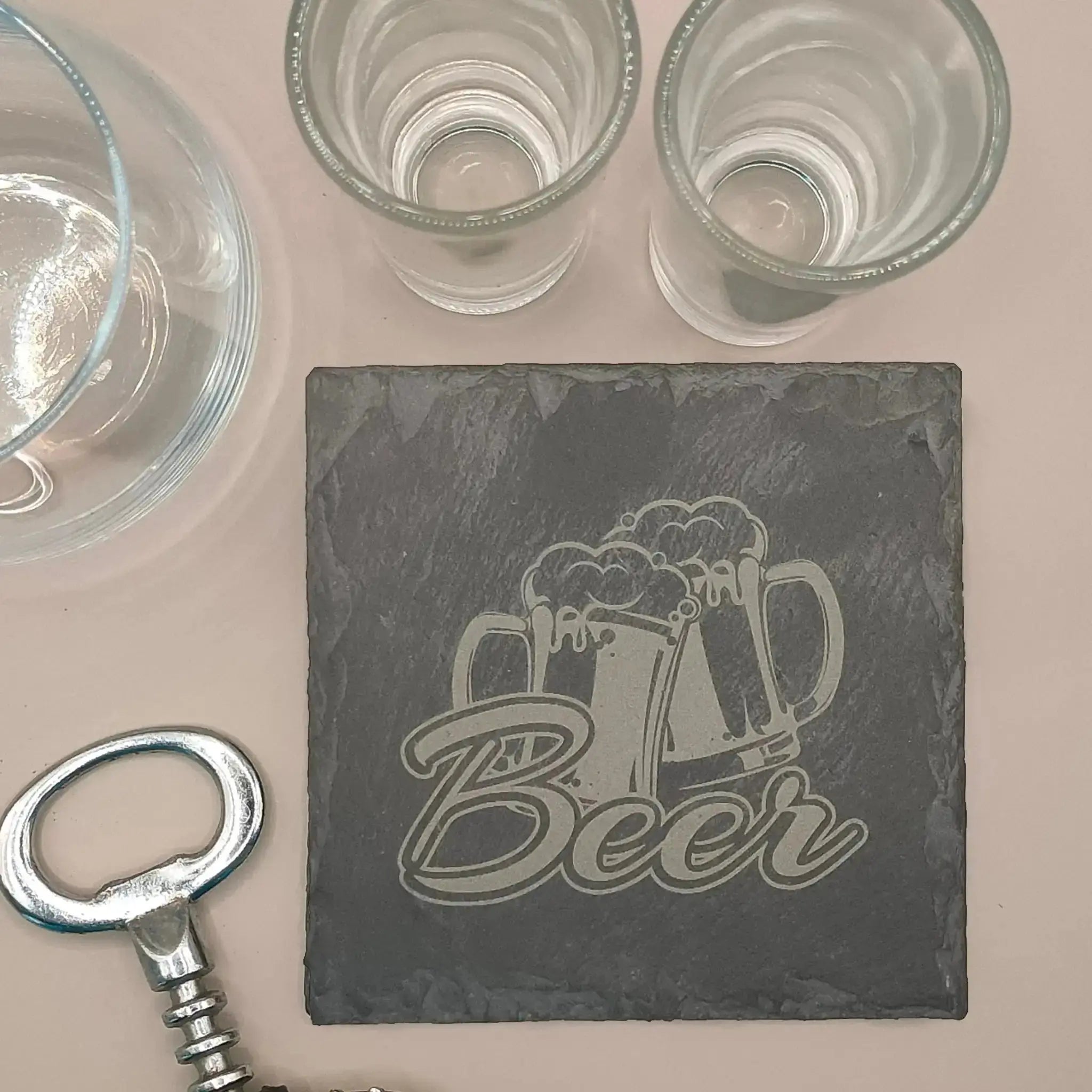 Beer Designs Slate Coasters (Set of 2) Burn Wow