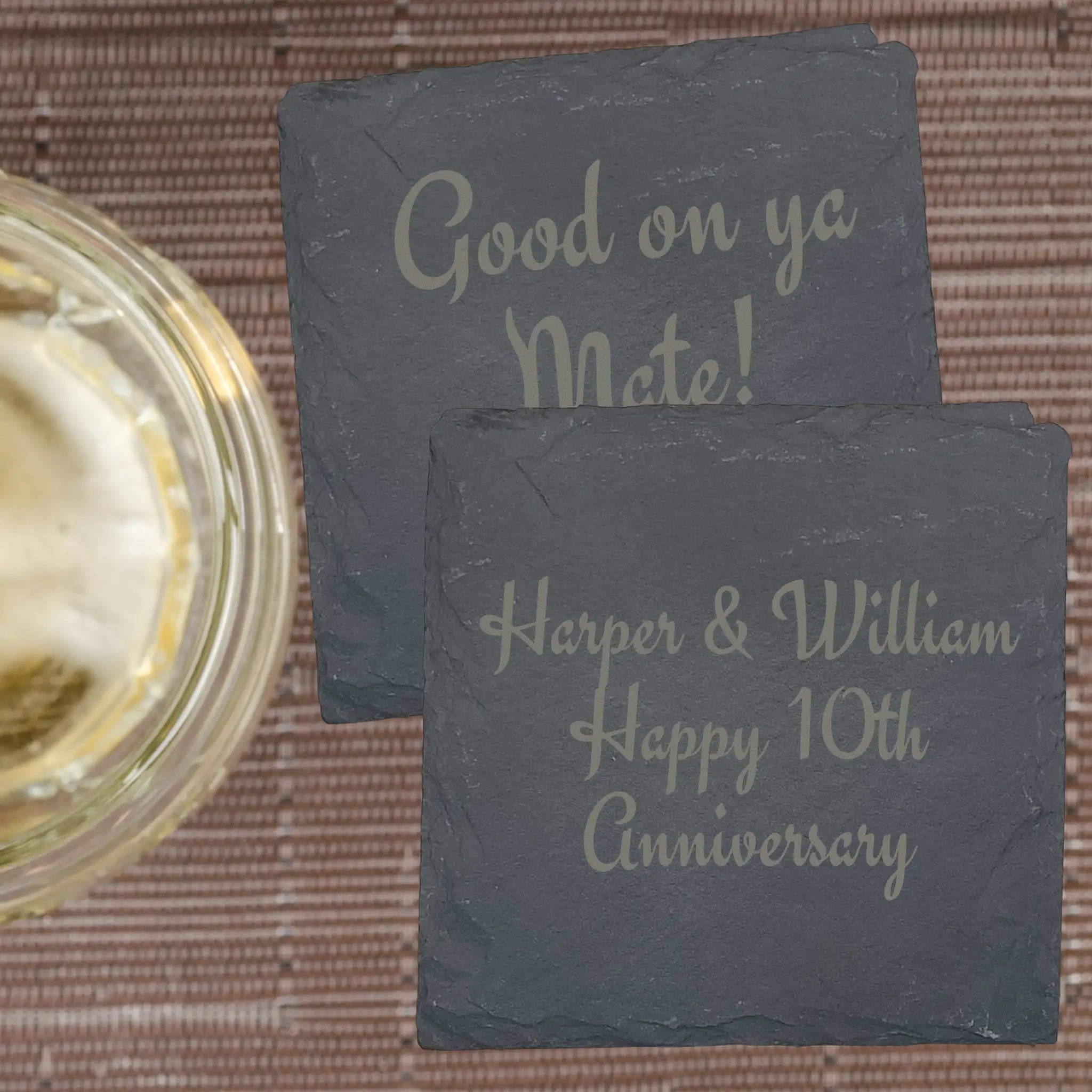 Custom Message Slate Coasters (Set of 4)