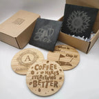 Beer Designs Round Wooden Coasters (Set of 4) - Burn Wow