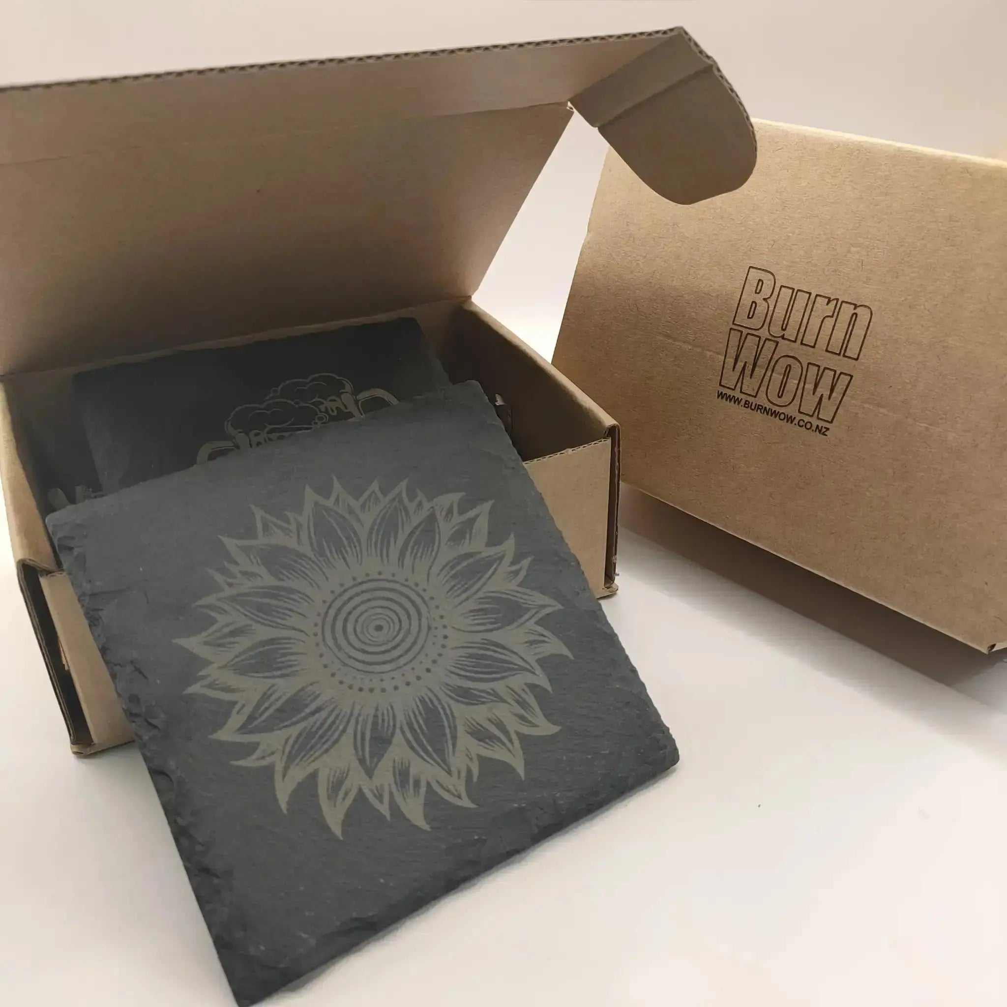 Beer Designs Slate Coasters (Set of 2) Burn Wow