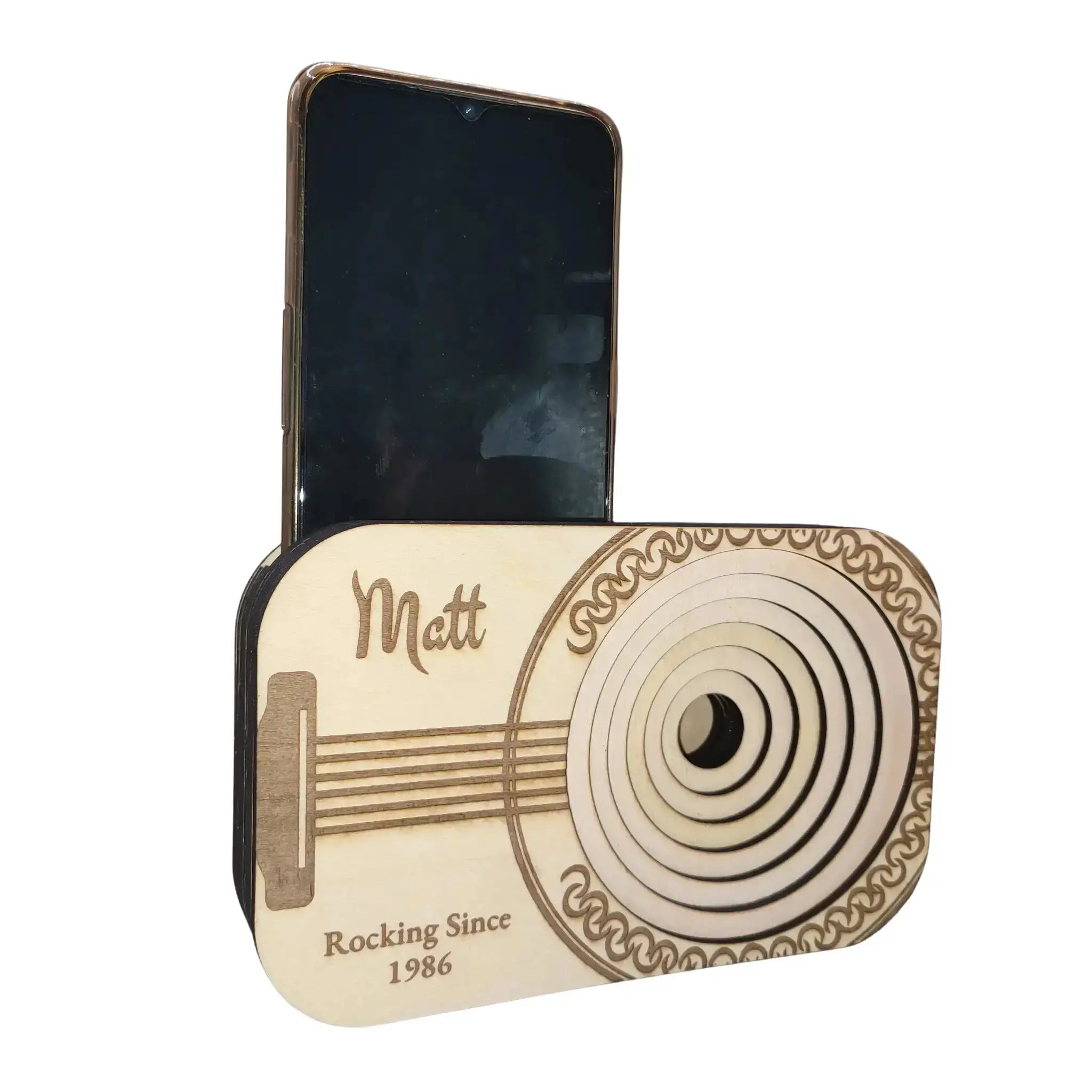Music Designs Wooden Phone Speaker Box Burn Wow
