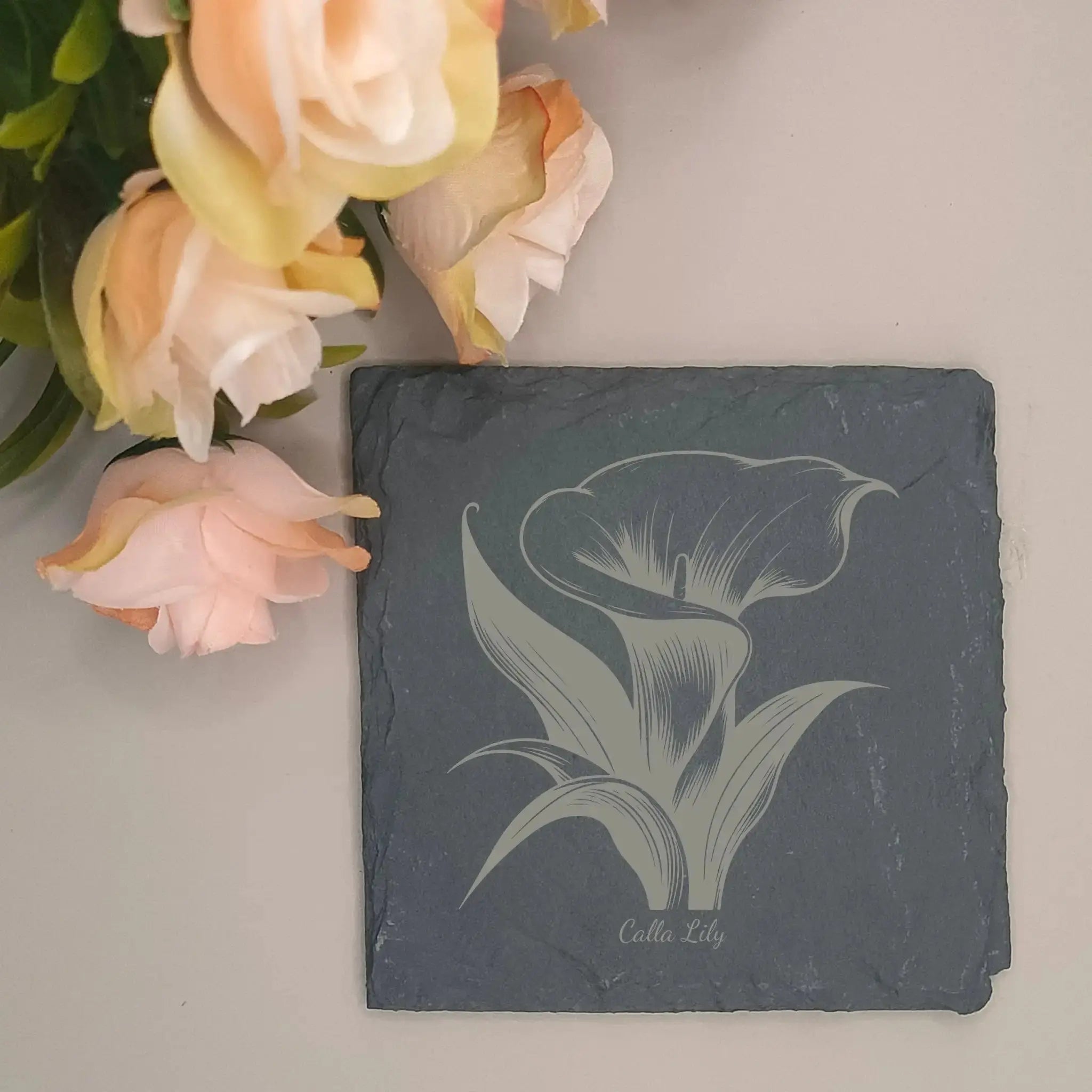 Floral Designs Slate Coasters (Set of 4) Burn Wow