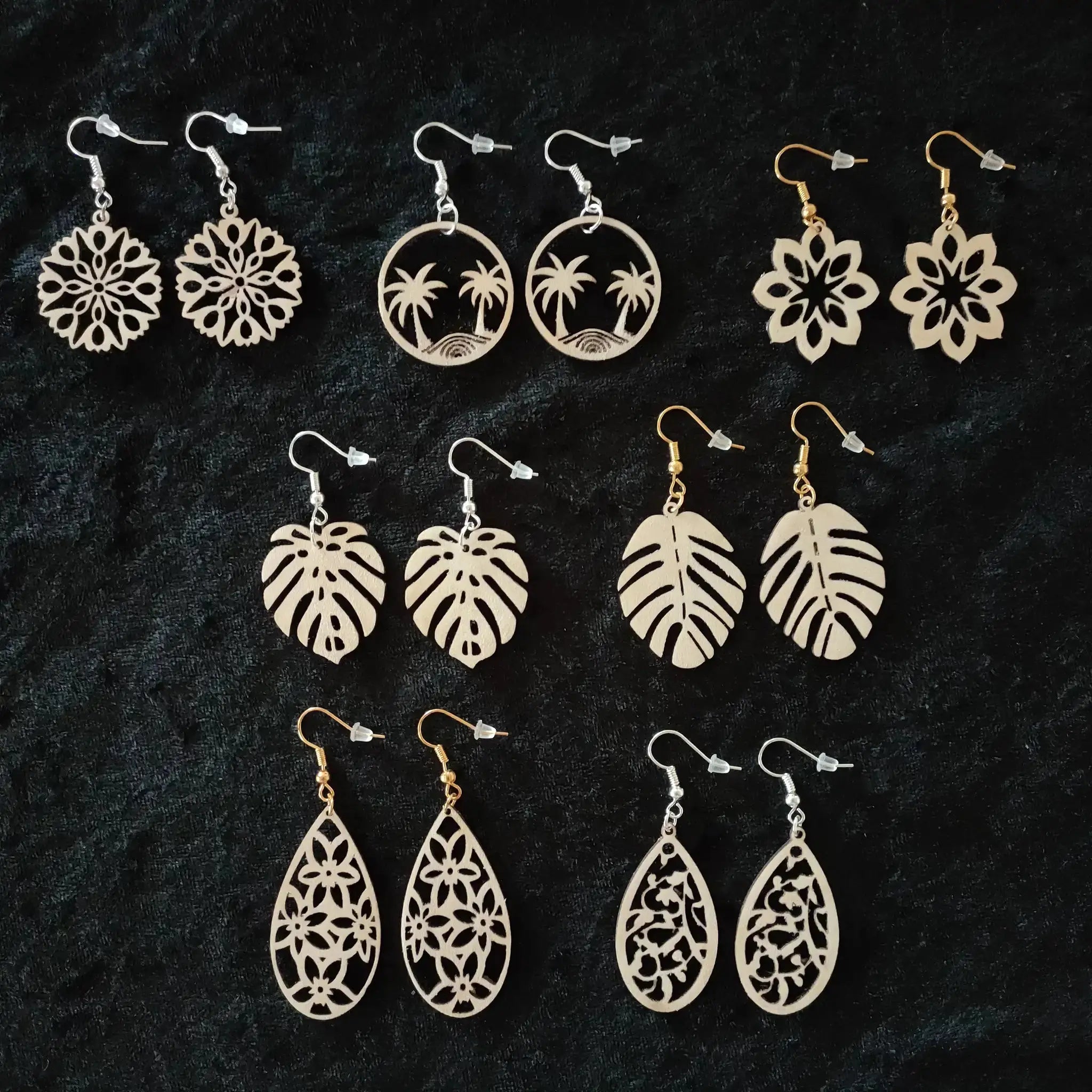 Tropical Wood Earrings Burn Wow