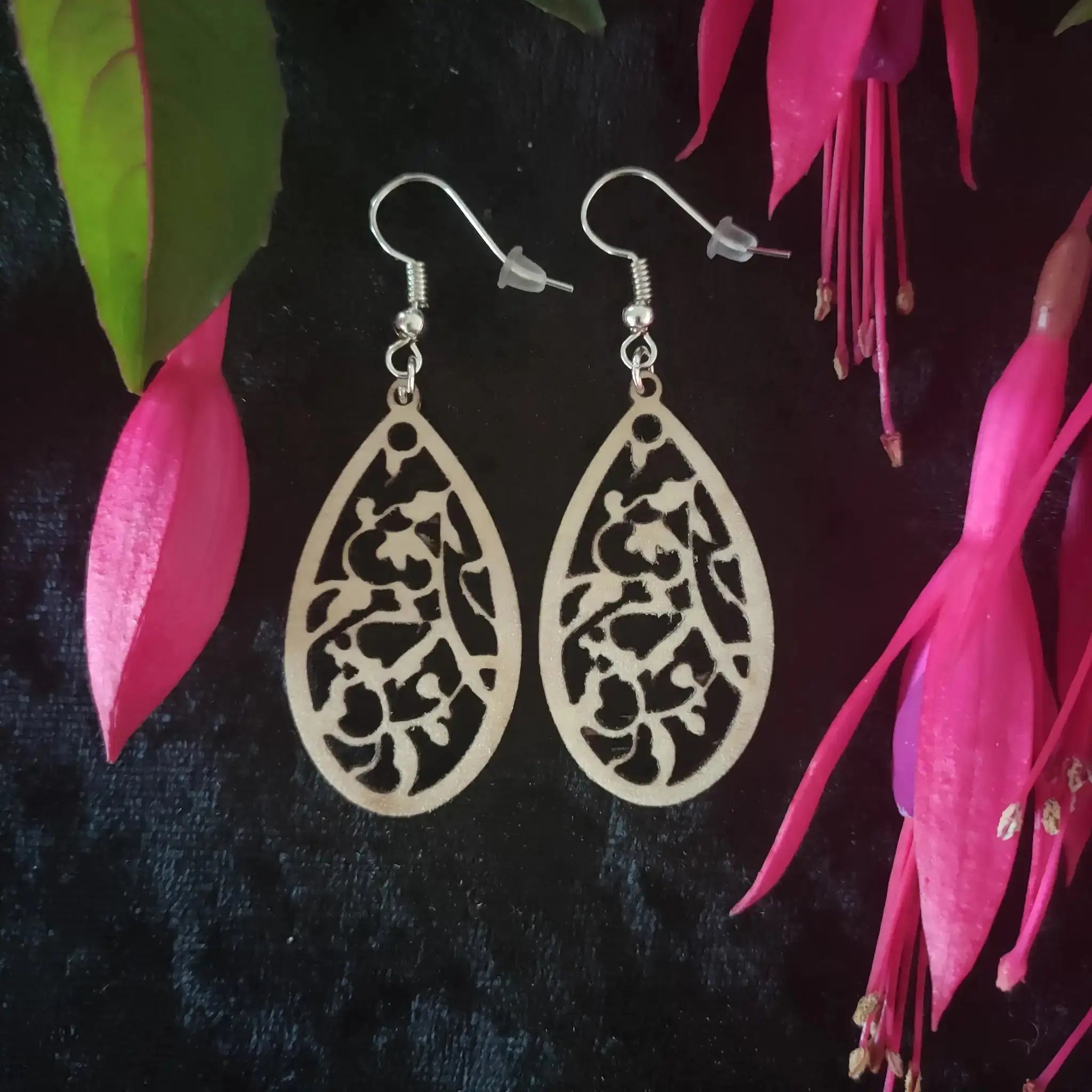 Tropical Wood Earrings Burn Wow