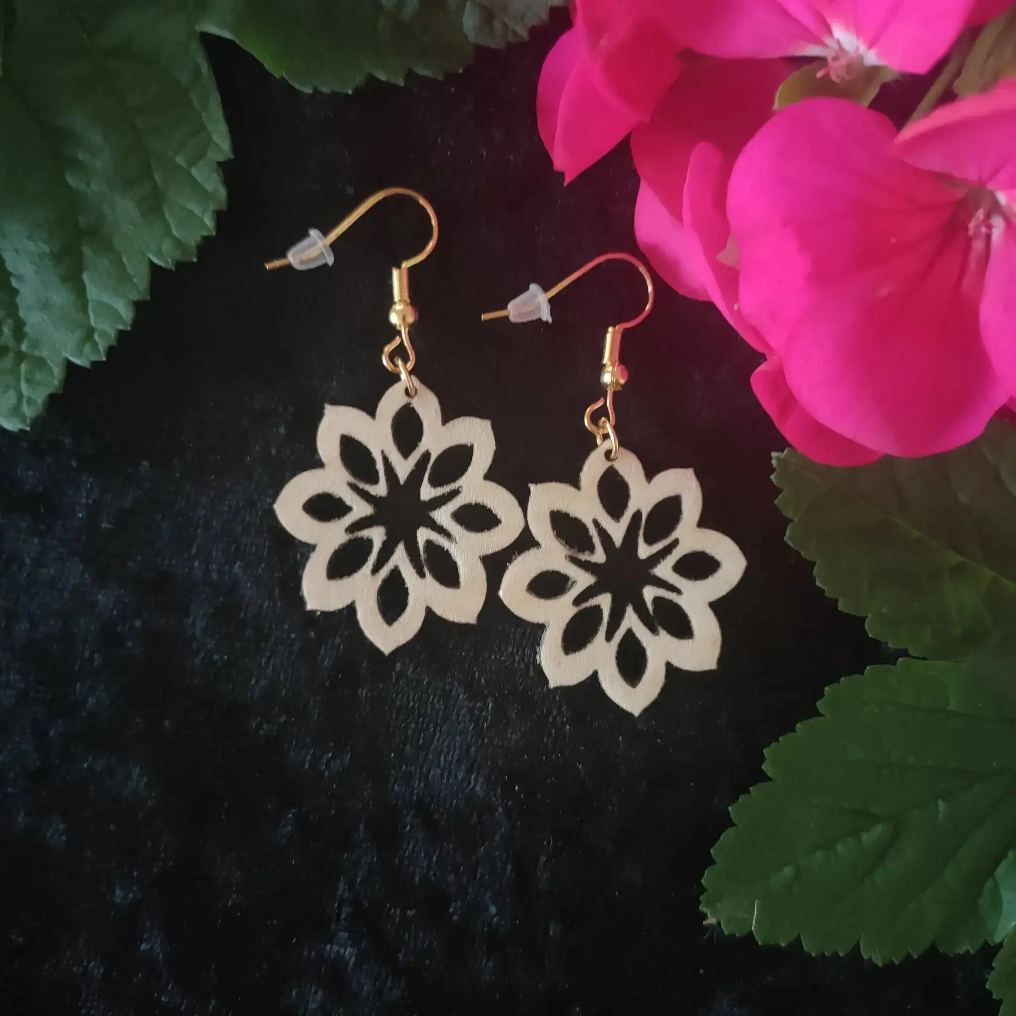 Tropical Wood Earrings Burn Wow