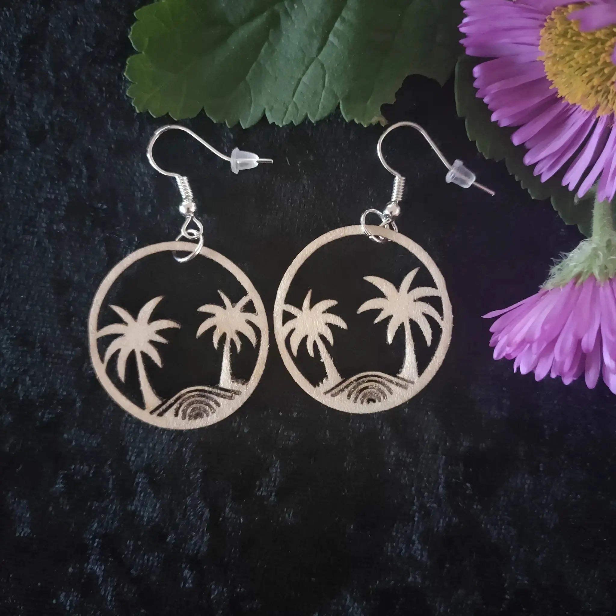 Tropical Wood Earrings Burn Wow