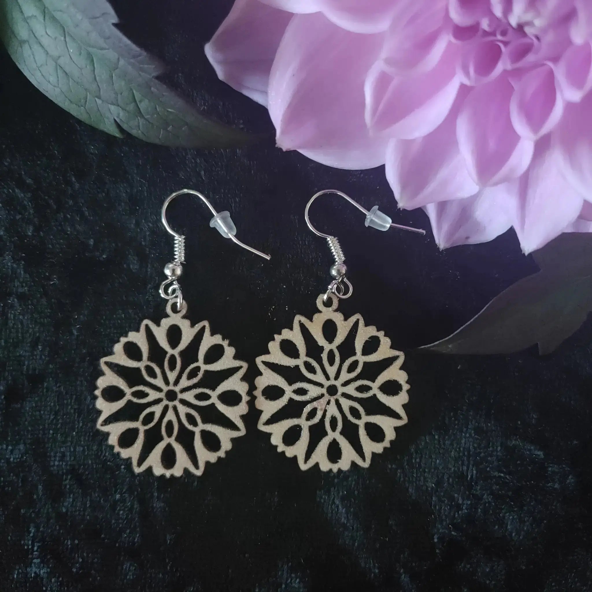 Tropical Wood Earrings Burn Wow