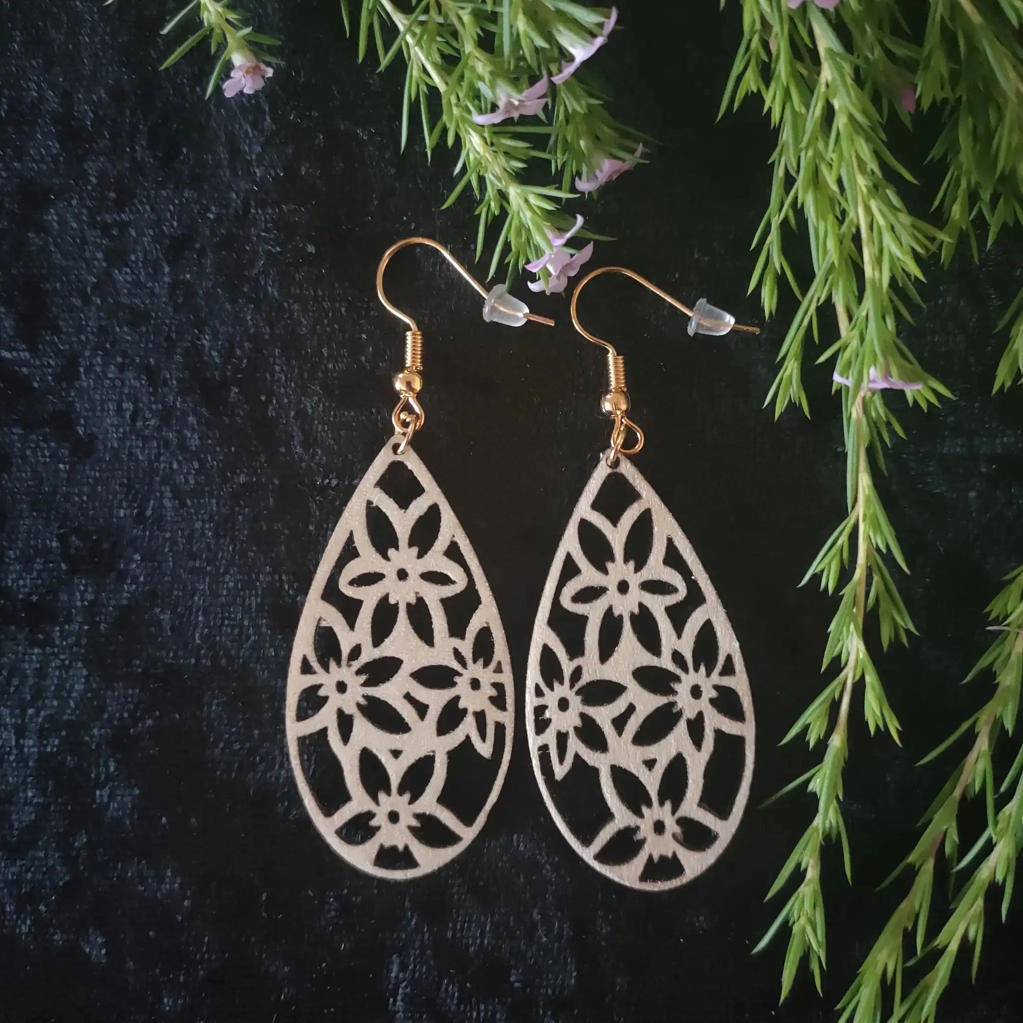Tropical Wood Earrings Burn Wow