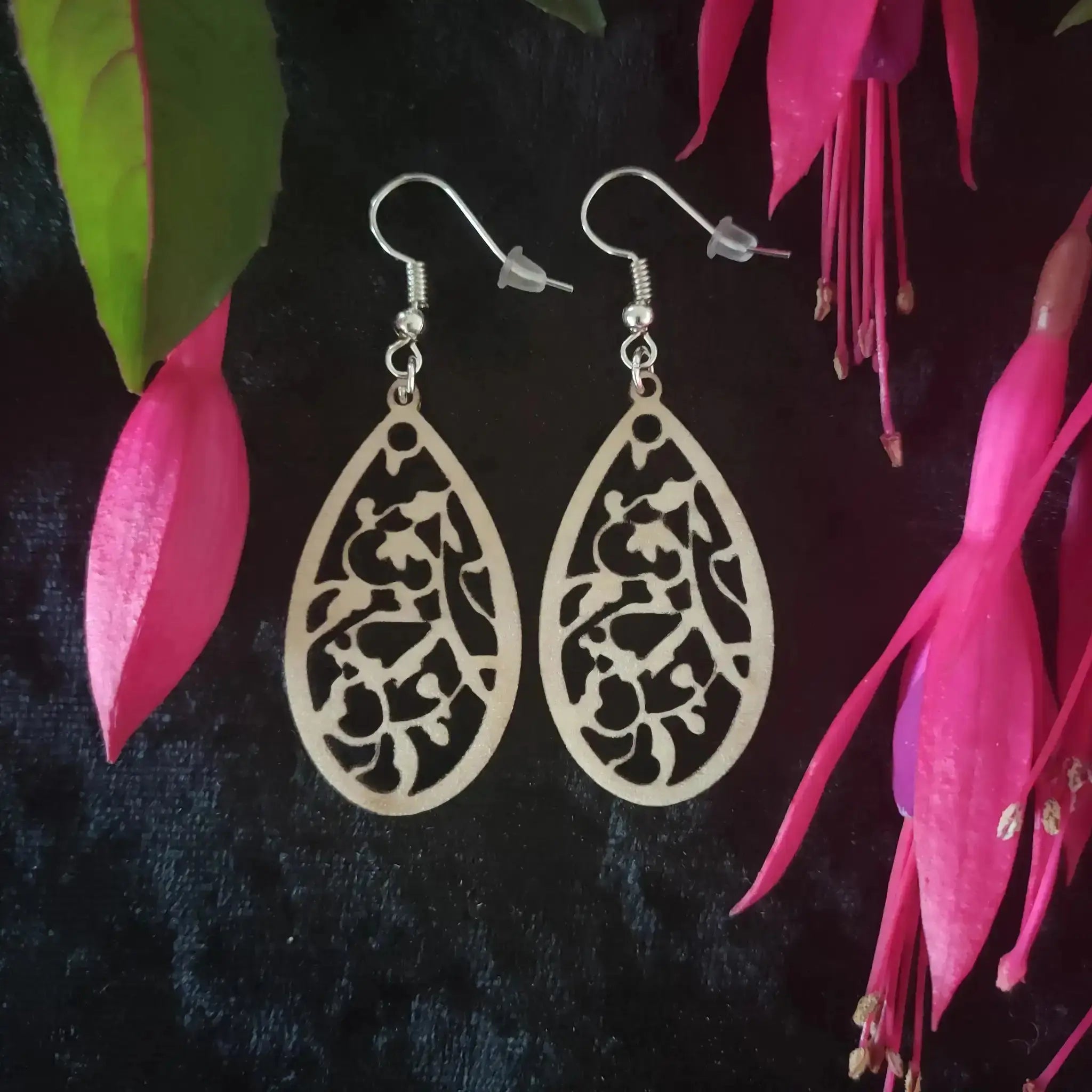 Tropical Wood Earrings Burn Wow