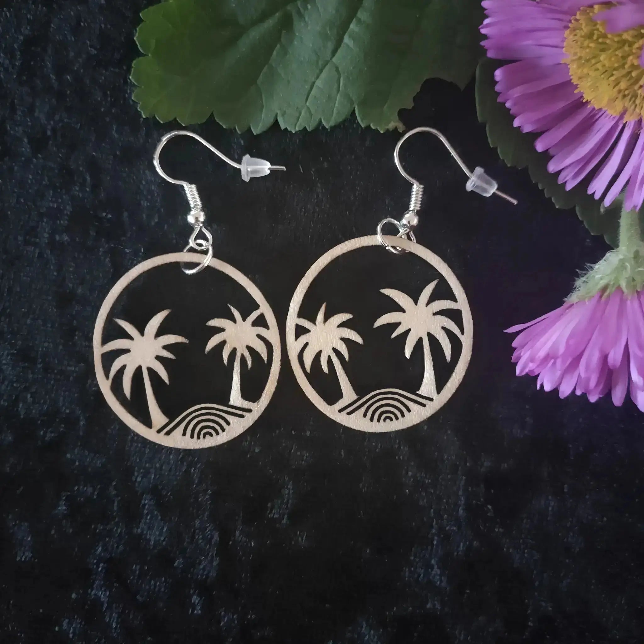 Tropical Wood Earrings Burn Wow