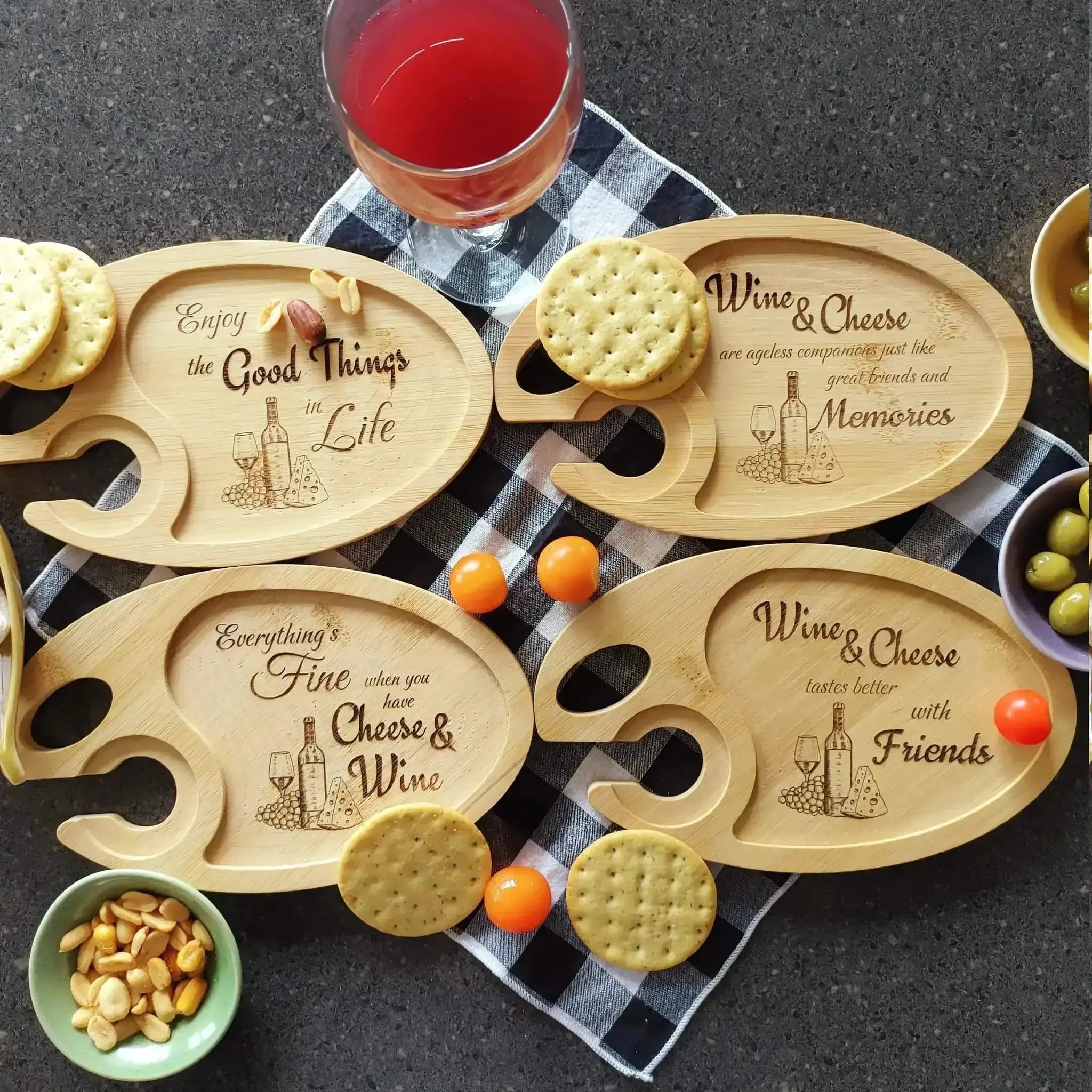 Wine Designs Oval Snack Trays (Set of 4) Burn Wow