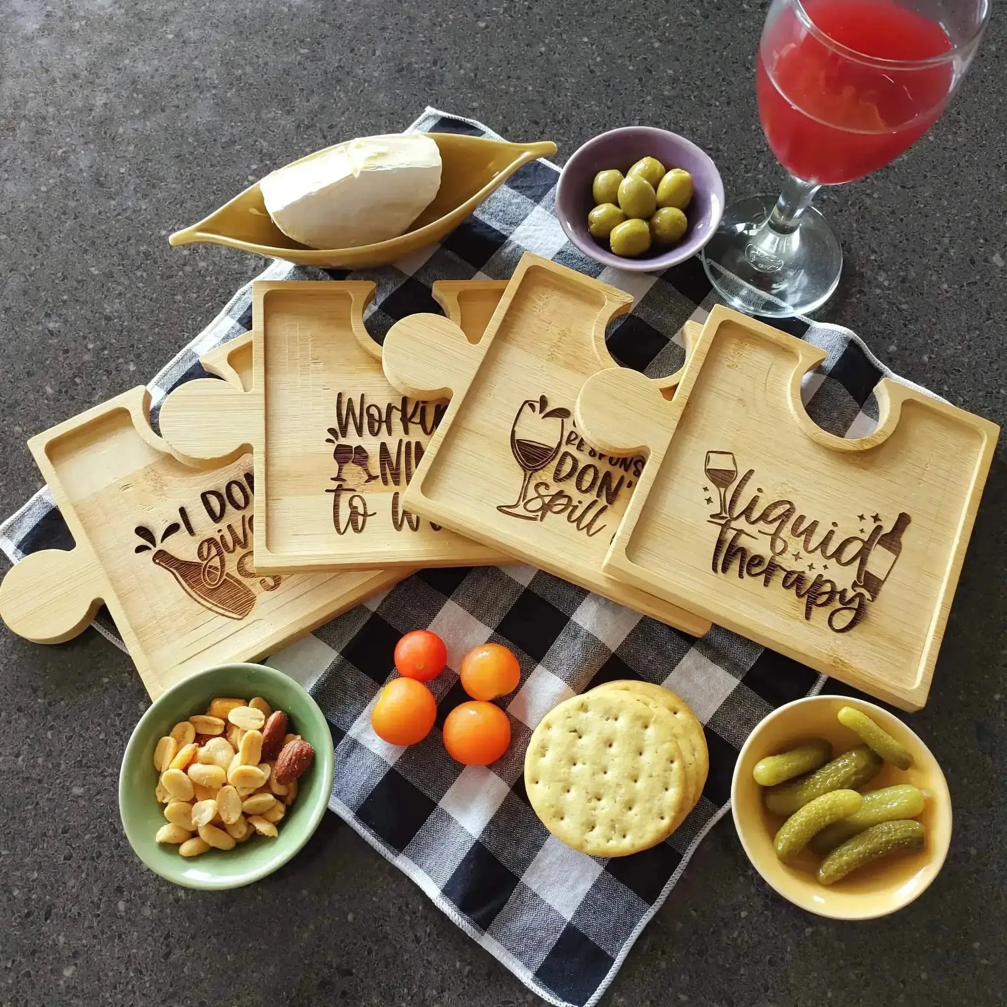 Wine Designs Puzzle Snack Trays (Set of 4) Burn Wow