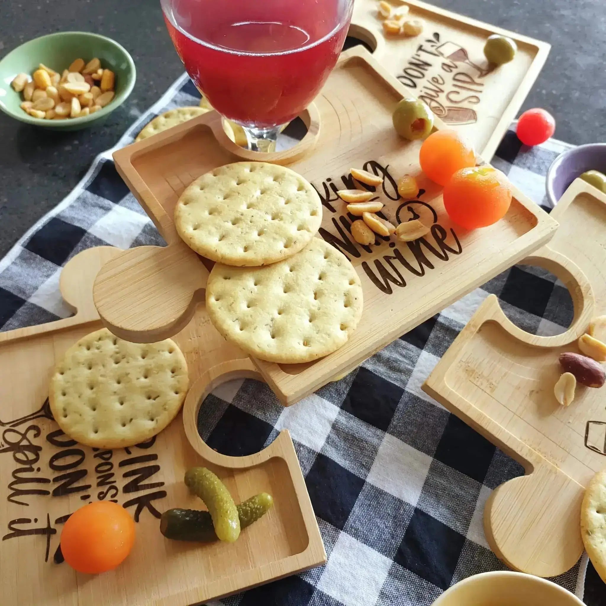Wine Designs Puzzle Snack Trays (Set of 4) Burn Wow